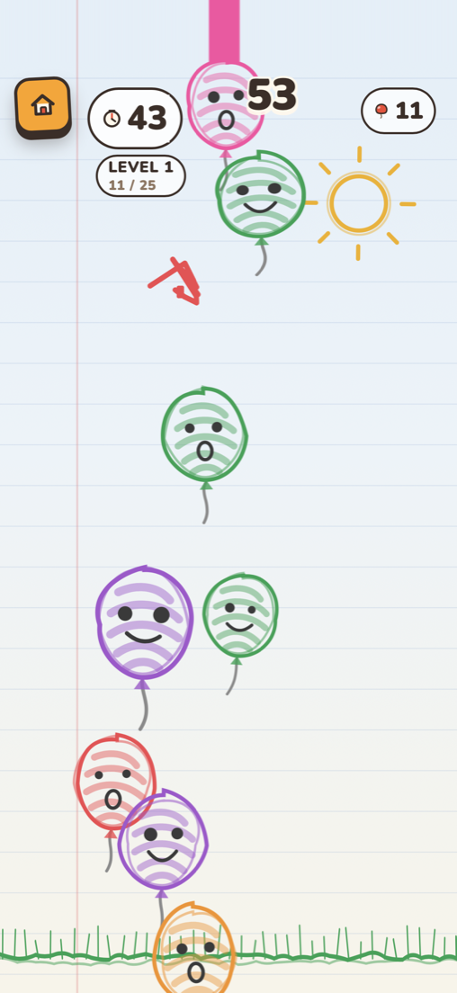 Poplings Pop Party mode with a score and a timer bar